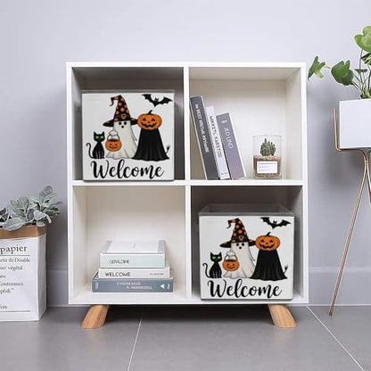 Welcome To Halloween Foldable Storage Box with Handle Organizer Containers for Home Office Clothes Office Supplies - color: style-9-1