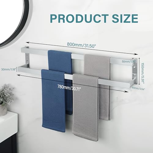 Alise Double Towel Bar, 32" Towel Racks for Bathroom Wall Mounted SUS304 Stainless Steel, Quick Drying Bathroom Towel Holder, Long Heavy Duty Towel Hanger, Brushed Nickel - color: Brushed Nickel, size: 32-inch