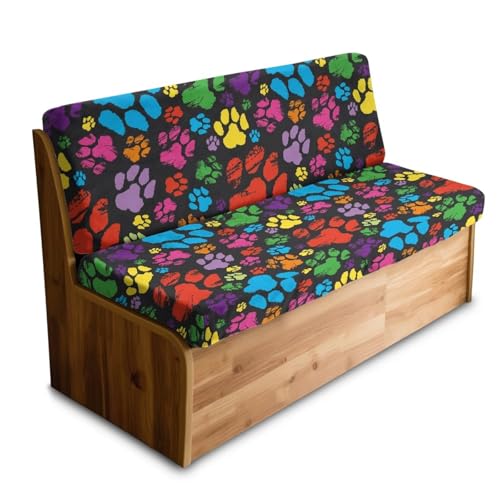Dog Paw Print 2 Pcs RV Dinette Cushion Covers Comfortable Replacement Camper Cushion Slipcover Sofa Furniture Protector 1 Backrest Covers and 1 Bench Covers - color: Dog Paw