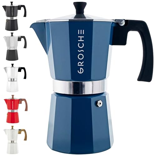 GROSCHE Milano Stovetop Espresso Maker Moka Pot 9 Espresso Cup, 15.2 oz, Blue. Stove top Coffee Maker Moka Italian Espresso greca Coffee Maker Brewer Percolator - color: Blue, size: 9 espresso cups