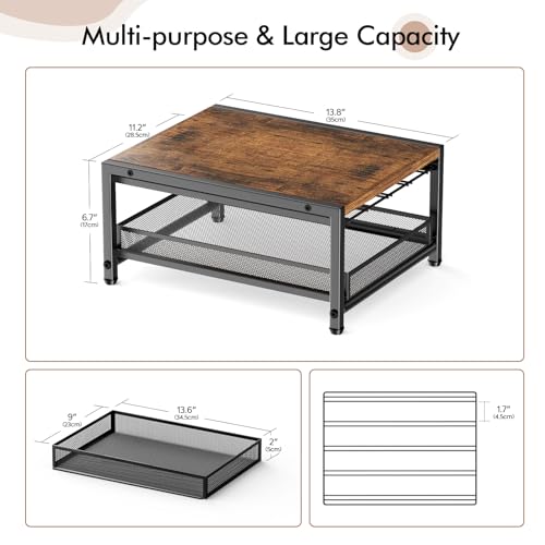 Kssiaz K Cup Holder, 2-tier Coffee Pod Holder for 48 Pods, K Cup Drawer Organizer with Sliding Storage Drawer, Coffee Bar Station Organizer for Countertop, Space Saving, Home & Office, Black - size: 13.8"×11.2"*6.7"