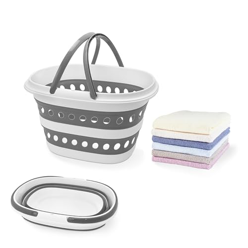 Compact Collapsible Laundry Basket, Small Size Pop-Up Hamper Perfect for Bedroom Side,Bathroom,Travel, Not for Large Families, Foldable with Handle, Measures 16 x 12.5 x 9.5 In, (Gray) - color: Gray