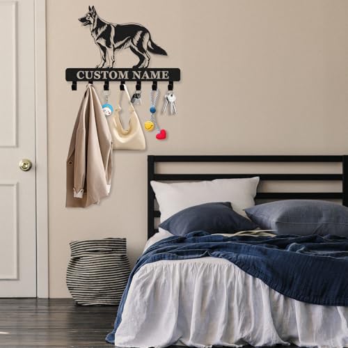 Personalized Dog Leash Holder for Wall - Custom Metal Wall Mount, Dog Leash Hooks, Coat Rack Key Organizer for Entryway - color: 08 Dog