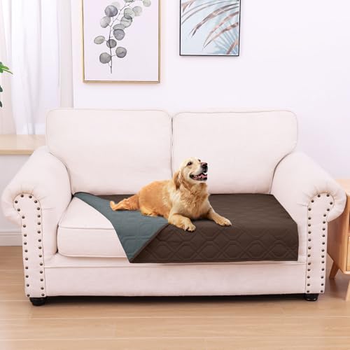 hyha Waterproof Dog Bed Blanket, Soft Pet Blankets, Waterproof Couch Cover for Dogs, Reversible Sofa Covers Washable for Furniture (30x53 Inch, Chocolate/Dark Grey) - color: Chocolate+dark Grey, size: 30x53 Inch