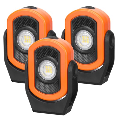 Retisee 3 Pack 780 Lumens Magnetic Work Light USB Rechargeable LED Flashlight Portable Mechanic Light for Car Repair Emergency Lighting Mechanics Workshop Inspection(Orange-3pk) - color: Orange-3pk, size: 780 Lumens