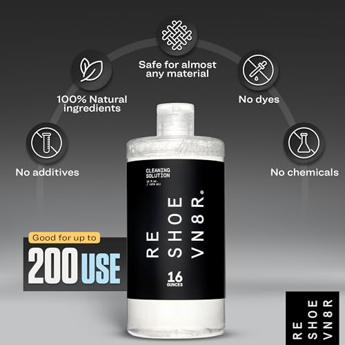 RESHOEVN8R Shoe Cleaning Solution - Sneaker Cleaner & Shoe Care for Canvas, Leather, Mesh, Suede, White, & Nubuck Shoes - style: 16 Oz