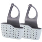 EC Kitchen Sink Caddy Sponge Holder Plastic Hanging Ajustable Strap Faucet Caddy with Holes - color: Blue