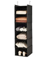 MAX Houser 6 Tier Shelf Hanging Closet Organizer, Closet Hanging Shelf with 2 Sturdy Hooks for Storage, Foldable (Black) - color: Black