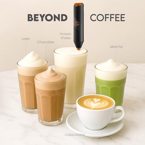 Zulay Kitchen Powerful Milk Frother Wand - Handheld Stainless Steel - Battery Operated Drink Mixer for Coffee, Lattes, Cappuccino, Matcha - Froth Mate Frother Gift - Alpha Black Copper - color: Alpha Black Copper, size: Classic Froth Mate