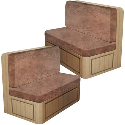 ANARACHON Leather Look RV Dinette Cushion Covers, Stretch Camper Cushion Slipcovers for Travel Trailer Couch RV Booth Seat(2 Backrest Cover & 2 Bench Cover,06 Brown) - color: Saddle Brown, size: 2 Sets
