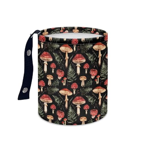 Renewold Waterproof Car Trash Can Garbage Can Trash Bin Car Trash Hanging Vehicles Boat Camping Picnic Storage Organizer Bag Red Mushroom Leaves Foldable Automotive Accessories Women Men Gift - color: Red Mushroom Leaves