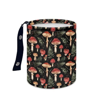 Renewold Waterproof Car Trash Can Garbage Can Trash Bin Car Trash Hanging Vehicles Boat Camping Picnic Storage Organizer Bag Red Mushroom Leaves Foldable Automotive Accessories Women Men Gift - color: Red Mushroom Leaves