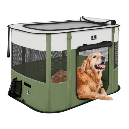 X-ZONE PET Dog Playpen, Puppy Cat Play Pen Portable Foldable Indoor/Outdoor Tent Crate Cage, Portable Pet Crate Small Size Green 30'' - color: Green, style: Small