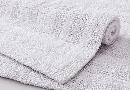 Eddie Bauer - Bathroom Rug, 100% Soft Plush Tufted Cotton Bath Rug, Highly Absorbent, Quick-Dry, and Skid-Resistant Backing (Logan White, 2 Piece) - color: White, style: 2 Piece