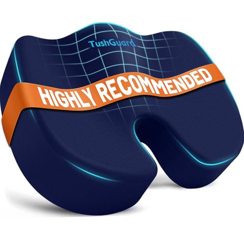 TushGuard Seat Cushion, Office Chair Cushions, Car Seat Cushion, Non-Slip Sciatica & Back Coccyx Tailbone Pain Relief Chair Pad, Memory Foam Butt Pillow for Computer Desk, Office Chair(Blue, XXL) - color: Blue, size: XX-Large