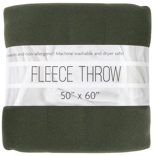 (24 Pack) Bulk Fleece 50x60 Throw Blankets for Wedding Favors, Homeless Women, Men, Homes, Bed, Sofa, Couch, Office, Pet Blankets, Travel | Soft Warm Lightweight Throw Blankets in Bulk (Dark Green) - color: Dark Green
