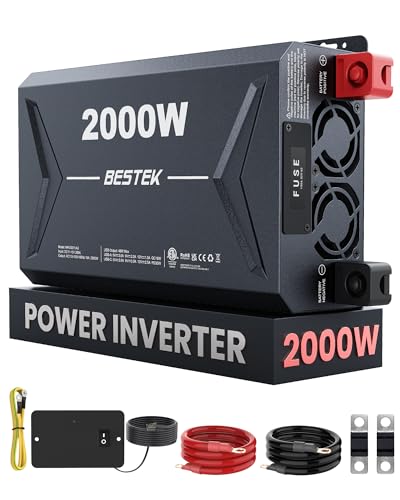 BESTEK 2000W Car Power Inverter, DC 12V to 110V AC Converter Car Outlet Adapter with USB-C PD30W QC18W Cigarette Lighter Plug, 3 AC Charger Outlets and Dual USB Ports for RV Road Trips - color: Black
