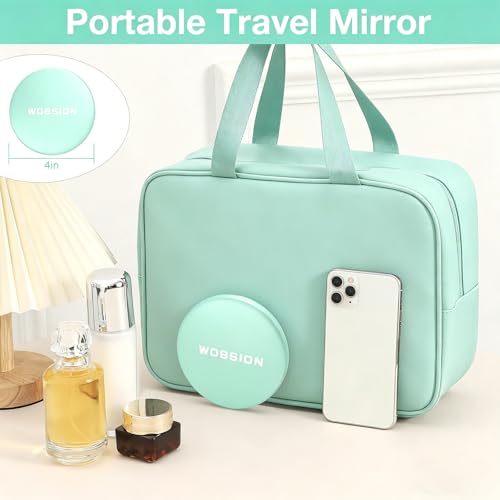wobsion 10X Magnifying Tabletop Mirror, 4 Inch Round, Glass, ABS - color: 4inch Rechargeable Cyan