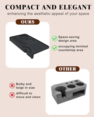 Upgraded Silicone Tamping Mat & Coffee Brush, Durable Tamper Mat Counter Pad, Espresso Machines Acceessories for Home Baristas, Espresso Tamping Station - Black - color: Black Mat & Brush