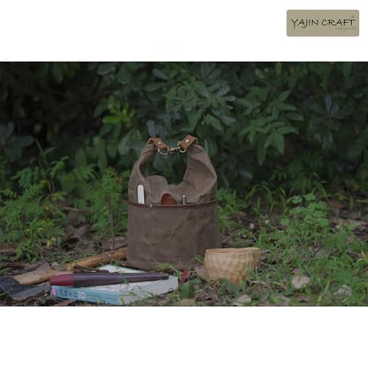 Camping Cookware Storage Bag, Canvas Camp Kitchen Organizer for Cooking Utensils, Pots, Pans & Mess Kit – Heavy-Duty Water-Resistant Outdoor Storage Case L - size: L