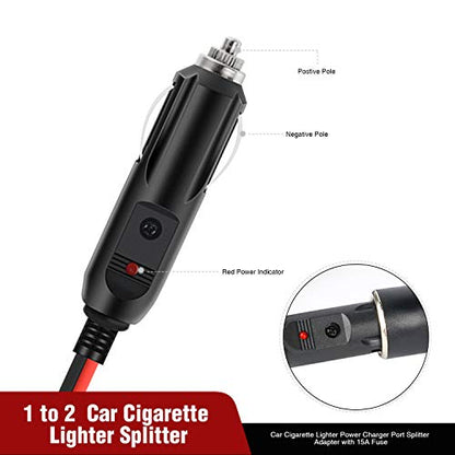 Nilight Car Cigarette Lighter Splitter Plug Socket 2-Way Splitter Splits 1 Car Cigarette Port to 2 DC Ports Power Charger Port Splitter Adapter with 15A Inline Fuse,2 Years Warranty - color: 1 to 2 Cigarette Lighter Splitter