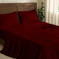 NON Sticky cotton 4 Piece Premium Egyptian Cotton Queen Bed Sheet Set, 15" Deep Pocket Fitted, Easy Care, Soft Sheets for Bedroom and Home Mattress, 60" x 80", Burgundy Solid - color: Burgundy Solid, size: Queen