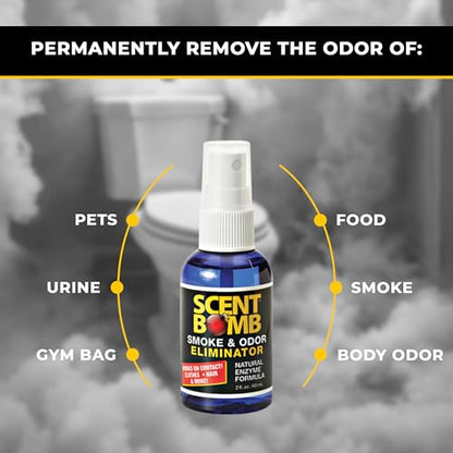 Scent Bomb Odor Eliminator Spray Enzyme Based Strong Pet Odor Eliminator for Home, Air Freshener for Room, Bathroom and Kitchen, Removes Smoke Dog Pee Cat Urine Poof Smell Deodorizer, 2 Bottle