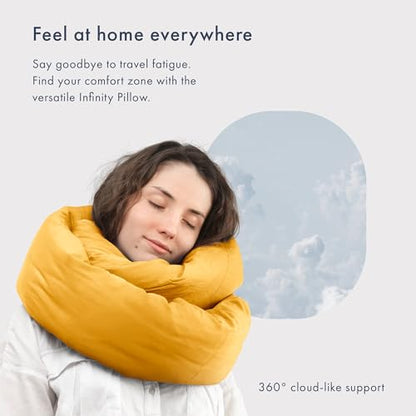Huzi Infinity Pillow - Travel Neck Pillow - Versatile Soft 360 Support Scarf - Machine Washable - Home Travel Flight Road Trips Airplane Sleeping (Ochre Yellow) - color: Ochre Yellow