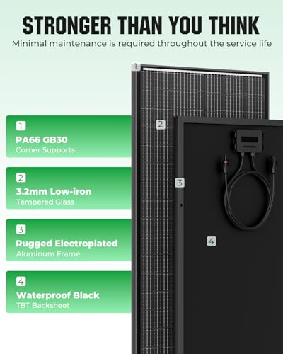 18BB 200W Solar Panel, 2Pcs N-Type 12V/24V 100 Watt Solar Panels, 25% High Efficiency Monocrystalline Solar Module, for RV, Boat, Marine, Trailer, Farm, Rooftop and Home Off-Grid System - style: 200W-100W 2PC
