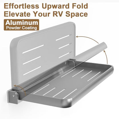 Safoner RV Aluminum Fold-Down Wall Shelf - The Essential Camper Accessory for Interior Organization | Space-Efficient Versatile Floating Storage- 2 Packs