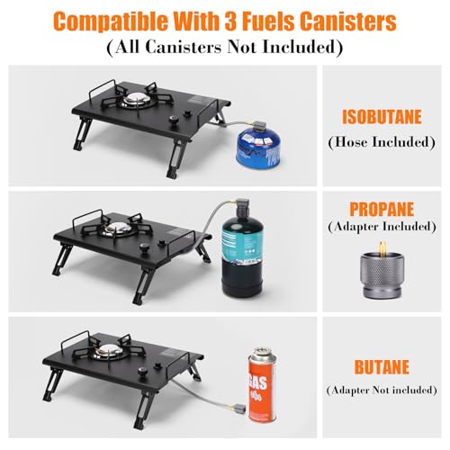 Camping Stove for IGT Table, Portable Isobutane Gas Stove with Carry Bag, 4000W Camp Stove,Folding Propane Burner, IGT Accessories for Picnic, RV, Car Trip, Tailgating, Patio, Backyard