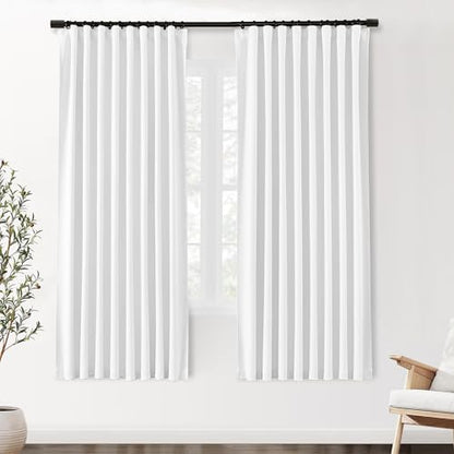 SHINELAND 72 Inch White Curtains, Back Tab Thermal Insulated Drapes for Living Room Bedroom - color: Pure White, size: 52"W x 72"L (Pack of 2)