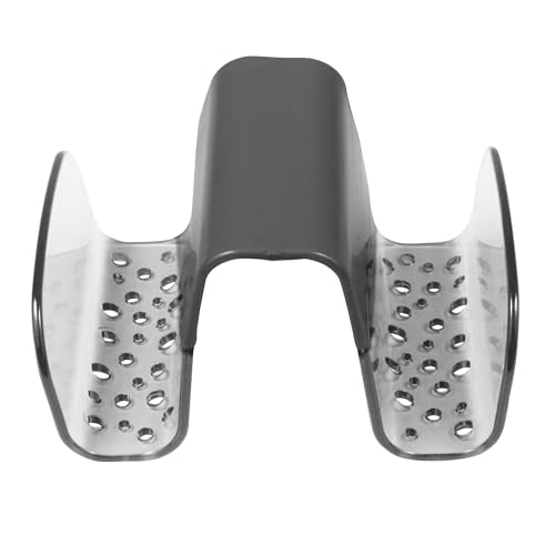 Spectrum Sink Saddle for Kitchen Sink Gray Slate Tint Sponge and Brush Holder Organizer, Dish Brush and Sponges Plastic Saddle Caddy for Double Sink Storage with Drain Holes for Quick Drying