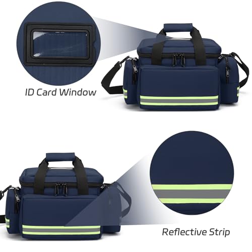 Medical Bag Empty Emergency Bag Medical Bag Organizer Professional First Responder Trauma Bag，First Aid Bagwith Detachable Dividers Medical Bag for Nurses,Home Health Care, EMT(Bag Only) - color: Blue