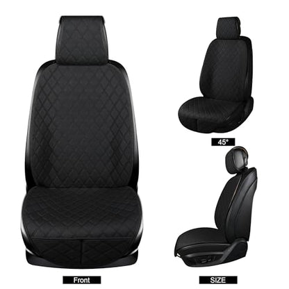 ENOGE Linen Car Seat Covers Front Seat Covers Breathable Cloth Fabric Car Seat Protector Universal Fit Most Automotive, Van, SUV, Trucks (Black, 2 Front) - color: Linen-Black-2