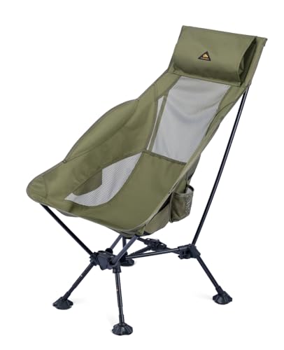 iClimb Ultralight Compact Camping Folding Beach Chair with Anti-Sinking Large Feet (Green - Triangular Frame High Back) - color: Green (Triangular Frame High Back)