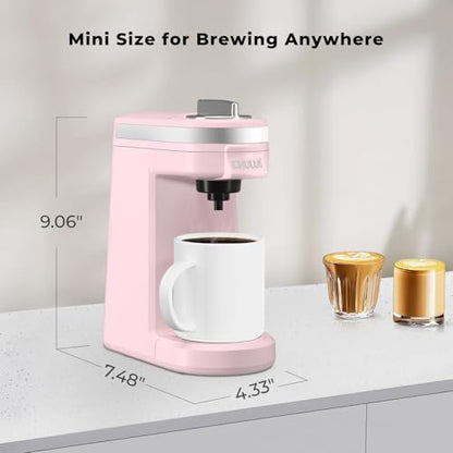 CHULUX Mini Coffee Maker for K Capsule, Single Serve Coffee Maker for One Cup Americano, Lightweight Pod Coffee Machine, Dusty Rose - color: Dusty Rose
