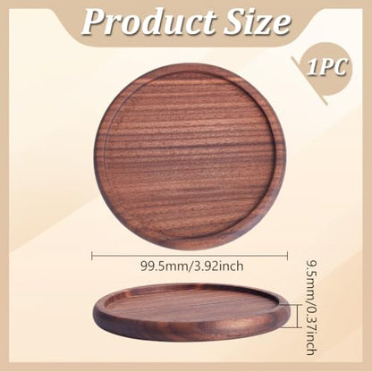 UNICRAFTALE Walnut Wood Round Ring Tray Brown Wood Jewelry Holder Ring Bowl Wooden Jewelry Organizer Storage for Earrings Necklaces Bracelet Watch Holder 3.92"x0.37" - size: 99.5mm Diameter