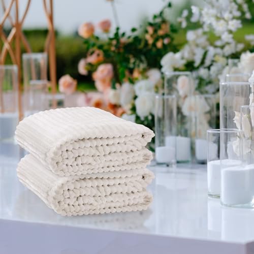 Buryeah 6 Pcs Flannel Throw Blanket Bulk 50 x 60 in Sleepover Blanket Outdoor Wedding Throw Lightweight, Oeko-tex Standard 100 Certified for Sofa Homeless Gifts (Cream White) - color: Cream White