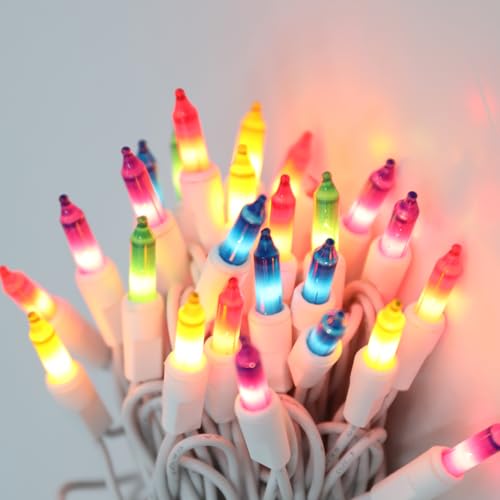 Vigdur 2 Packs 13ft 50 Multi-Color Christmas Lights on White Wire Cord, UL Approved Connectable Outdoor String Lights for Xmas Patio Home Party Garden Decor(Multicolor) - color: Multicolor