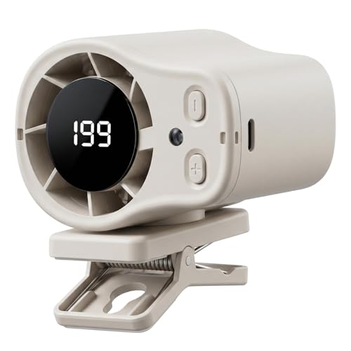 KOSIMI Car Clip on Air Conditioner Fan with LED Display, 360°Rotation, USB Rechargeable Personal Fan, Hands-Free Clip on Fan for Cars, Work, Camping (White) - color: White