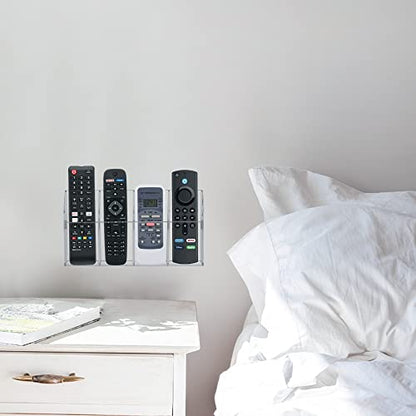 HBlife Acrylic Remote Holder Organizer, Clear TV Remote Control Wall Mount Caddy for Bedside, 4 Compartments - style: 4 Compartment