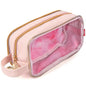 ZIPIT: Travel Makeup Bag - Soft Shell, Large Zipper Cosmetic Case, 3 Compartments, Toiletry Storage Organizer, Clear Window, Brush Slots - color: Pink