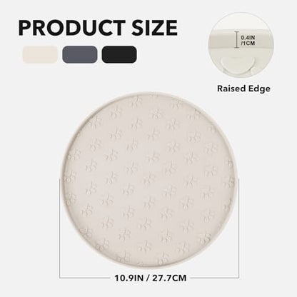 Silicone Pet Food Mat - Waterproof Dog Food Bowl Mat Cat Feeding Mat Thicker Pet Placemat Eating Mat with High Lip to Prevent Spills, Dog Cat Water Bowl Mat for Messy Drinkers to Protect Floors, Beige - color: Beige