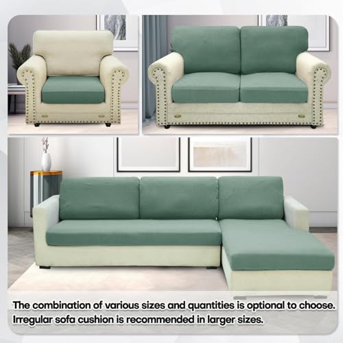 ZNSAYOTX Stretch Cushion Covers Sofa Loveseat Cushion Couch Seat Covers Slipcovers Soft Replacement Unique Pattern Furniture Protector with Elastic Bottom (Pea Green, 1 Pc 2-Seat Cushion Cover) - color: Pea Green, size: 1 Cushion Loveseat