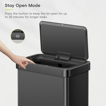 EKO Nova Sensor Trash Can, 21 Gallon/80 Liter Stainless Steel Rectangular Touchless Motion Sensor Trash Can, Matte Black - size: Nova 80L - Matte Black