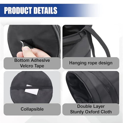 Collapsible Car Trash Can, Mini Portable Automotive Garbage Bag, Pop-Up Vehicle Rubbish Bin, Waterproof Waste Basket Bin with Magic Sticker, Hanging Washable Auto Trash Bag (1PC) - size: 1PC