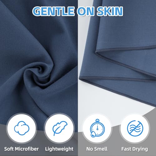 4 Pack Camping Towel Set Microfiber Lightweight Travel Body Towels Men Women Quick Dry S L XL Fast Drying Compact Absorbent Towel for Beach Yoga Swimming Pool Hiking Fishing Picnic Gym Sports - color: Navy Blue