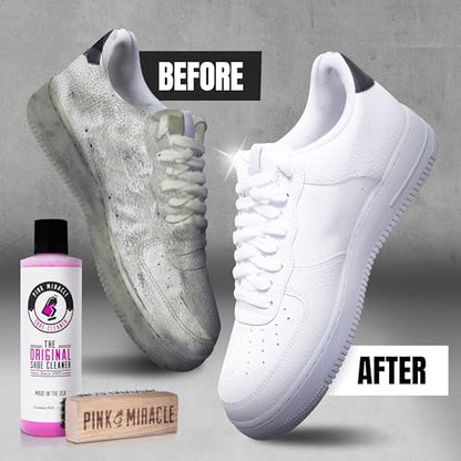 Pink Miracle Shoe Cleaner Kit with Bottle and Brush For Fabric Cleaner For Leather, Whites, Suede and Nubuck Sneakers - size: 4 Ounce