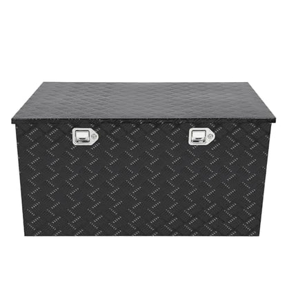 Black 44 Inch Truck Chest Tool box Heavy Duty Aluminum Stripes Plated Pick Up Truck Bed Box Waterproof RV Trailer Toolbox Storage with Side Handle and Lock Keys –44"x24"x24" - color: Black, size: 44"x24"x24"